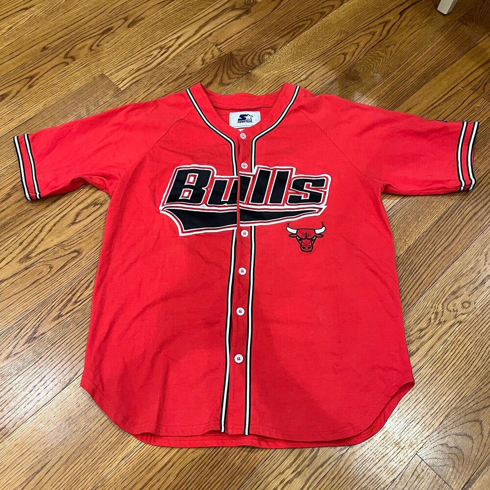 Vintage Chicago Bulls Starter Baseball Jersey XL‎ NBA Basketball Jordan 1990s